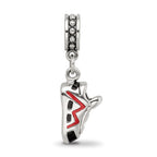 Reflections 925 Sterling Silver Black and Red Enameled Runner's Shoe Dangle Bead