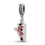 Reflections 925 Sterling Silver Black and Red Enameled Runner's Shoe Dangle Bead