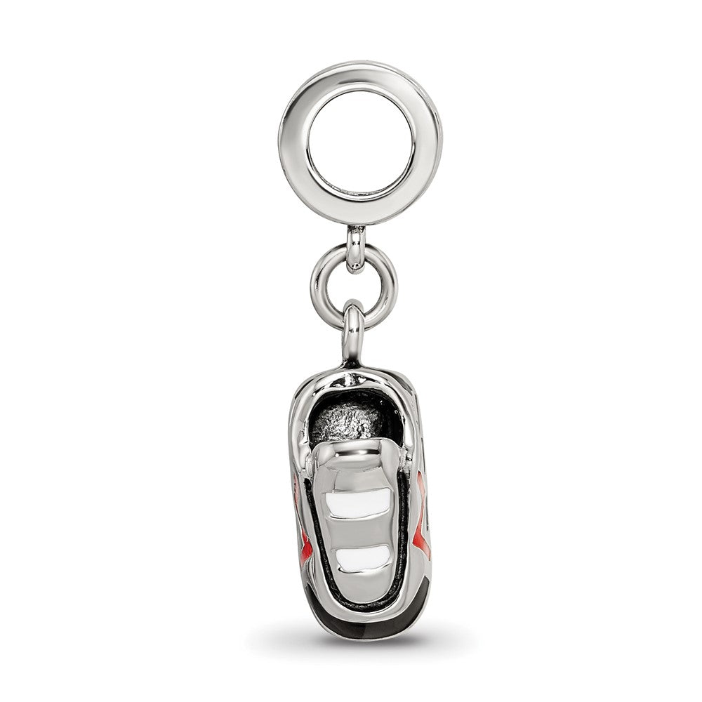 Reflections 925 Sterling Silver Black and Red Enameled Runner's Shoe Dangle Bead