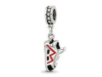 Reflections 925 Sterling Silver Black and Red Enameled Runner's Shoe Dangle Bead