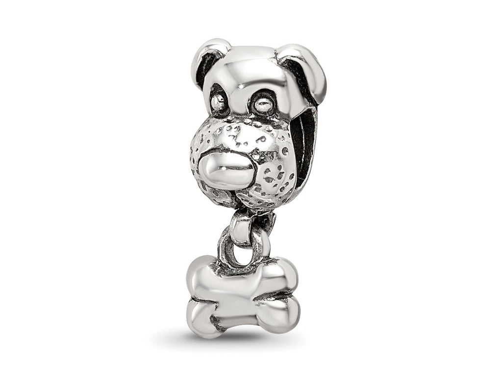 Reflections 925 Sterling Silver Dog and Bone Bead 13 x 5 mm