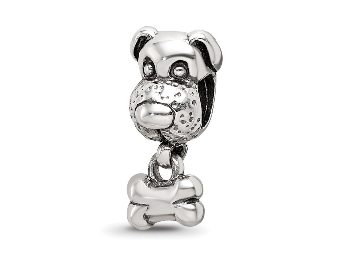 Reflections 925 Sterling Silver Dog and Bone Bead 13 x 5 mm