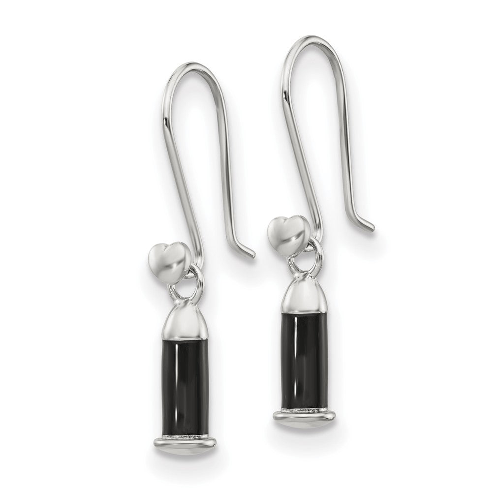 Reflections 925 Sterling Silver Rhodium Plated Enamel Heart Shepherd Hook Earrings
