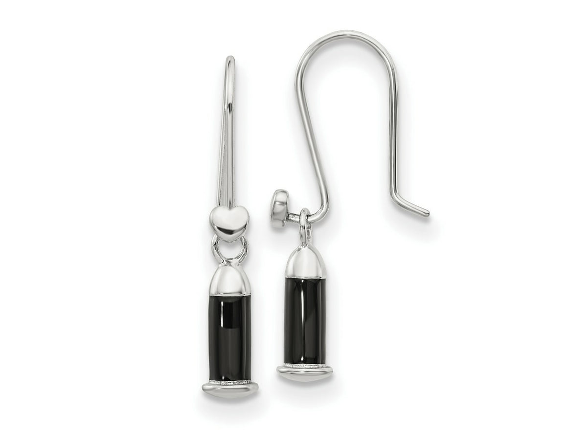 Reflections 925 Sterling Silver Rhodium Plated Enamel Heart Shepherd Hook Earrings