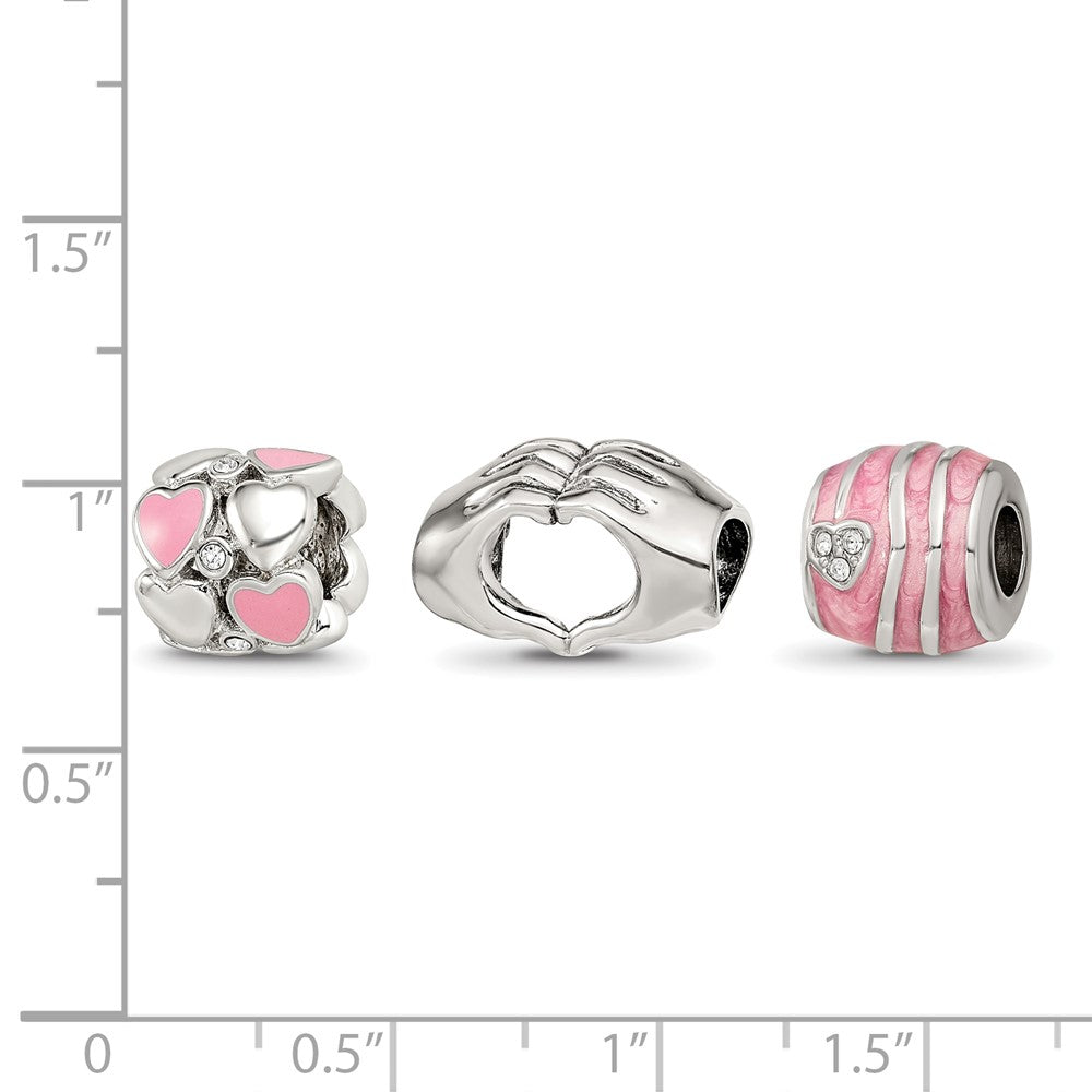 Reflections 925 Sterling Silver Hearts of Love Boxed Bead Set