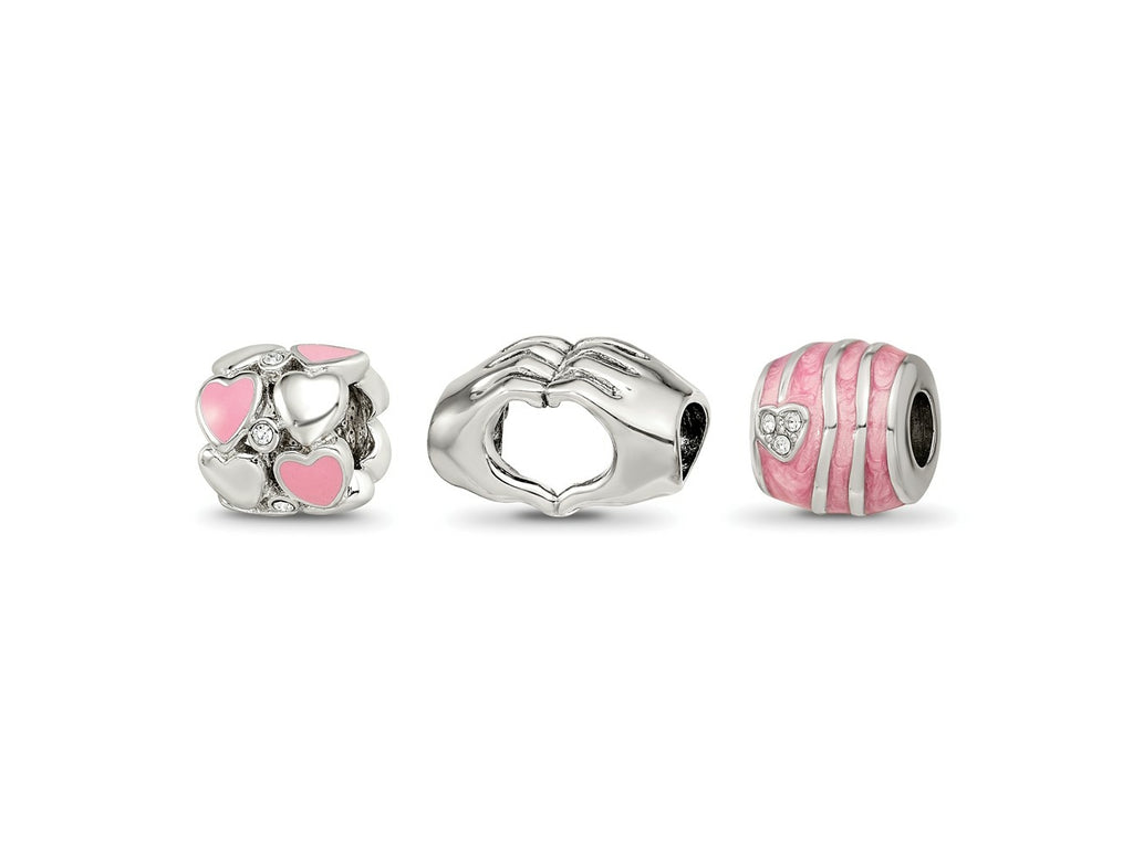 Reflections 925 Sterling Silver Hearts of Love Boxed Bead Set