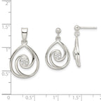 FJC Finejewelers 925 Sterling Silver Dangle CZ in Teardrop Pendant and Earrings Set