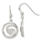 FJC Finejewelers 925 Sterling Silver CZ Heart in Circle Pendant and Earrings Set