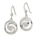 FJC Finejewelers 925 Sterling Silver CZ Heart in Circle Pendant and Earrings Set