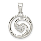 FJC Finejewelers 925 Sterling Silver CZ Heart in Circle Pendant and Earrings Set