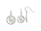 FJC Finejewelers 925 Sterling Silver CZ Heart in Circle Pendant and Earrings Set