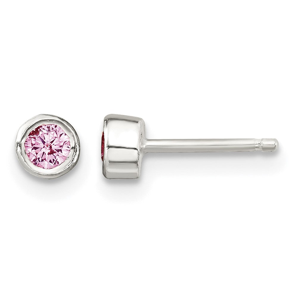FJC Finejewelers 925 Sterling Silver Pink Bezel CZ Necklace and Stud Earrings Set