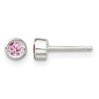 FJC Finejewelers 925 Sterling Silver Pink Bezel CZ Necklace and Stud Earrings Set