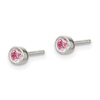 FJC Finejewelers 925 Sterling Silver Pink Bezel CZ Necklace and Stud Earrings Set