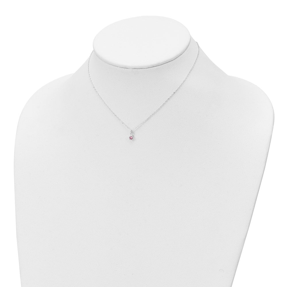 FJC Finejewelers 925 Sterling Silver Pink Bezel CZ Necklace and Stud Earrings Set