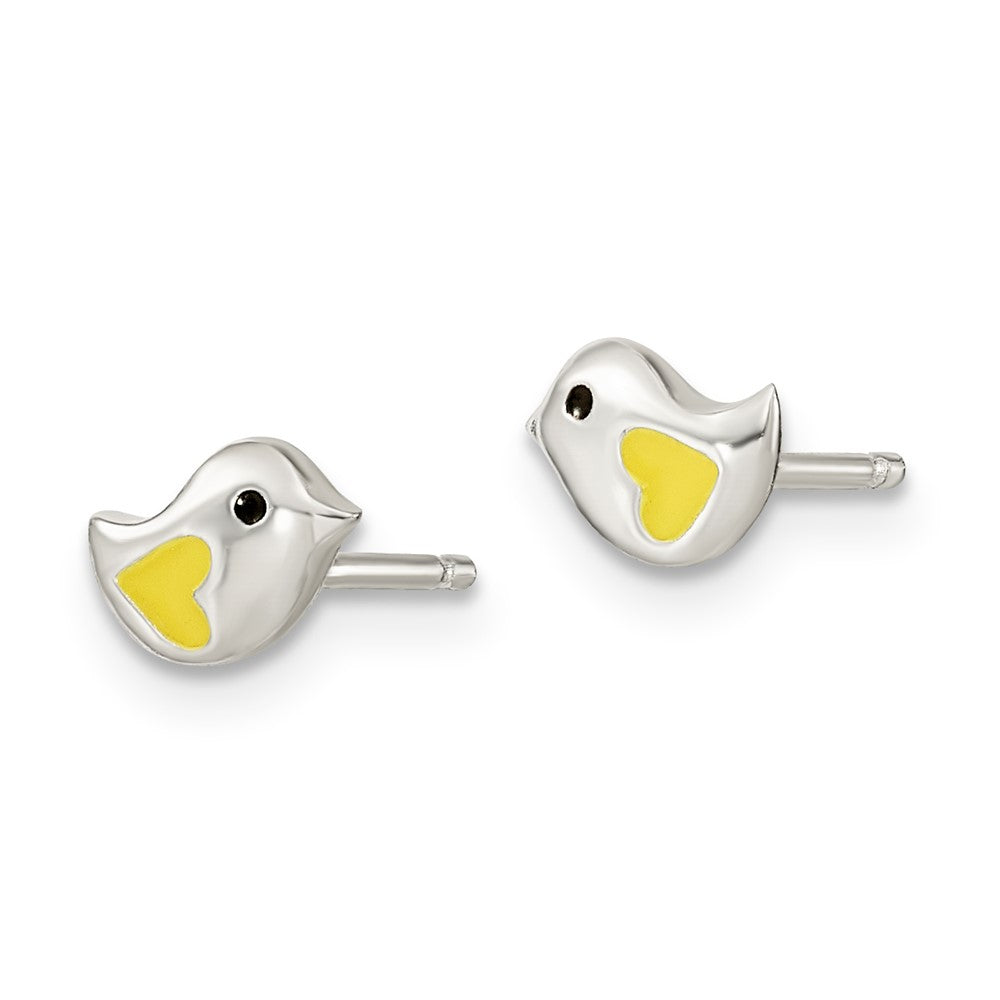 FJC Finejewelers 925 Sterling Silver Button Yellow Enamel Bird Necklace and Post Earrings Set