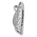 Sentimental Expressions 925 Sterling Silver Antiqued CZ To My Daughter Heart Necklace 18 Inches x 25 mm