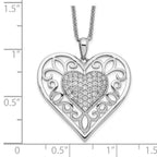 Sentimental Expressions 925 Sterling Silver Antiqued CZ To My Daughter Heart Necklace 18 Inches x 25 mm