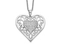 Sentimental Expressions 925 Sterling Silver Antiqued CZ To My Daughter Heart Necklace 18 Inches x 25 mm