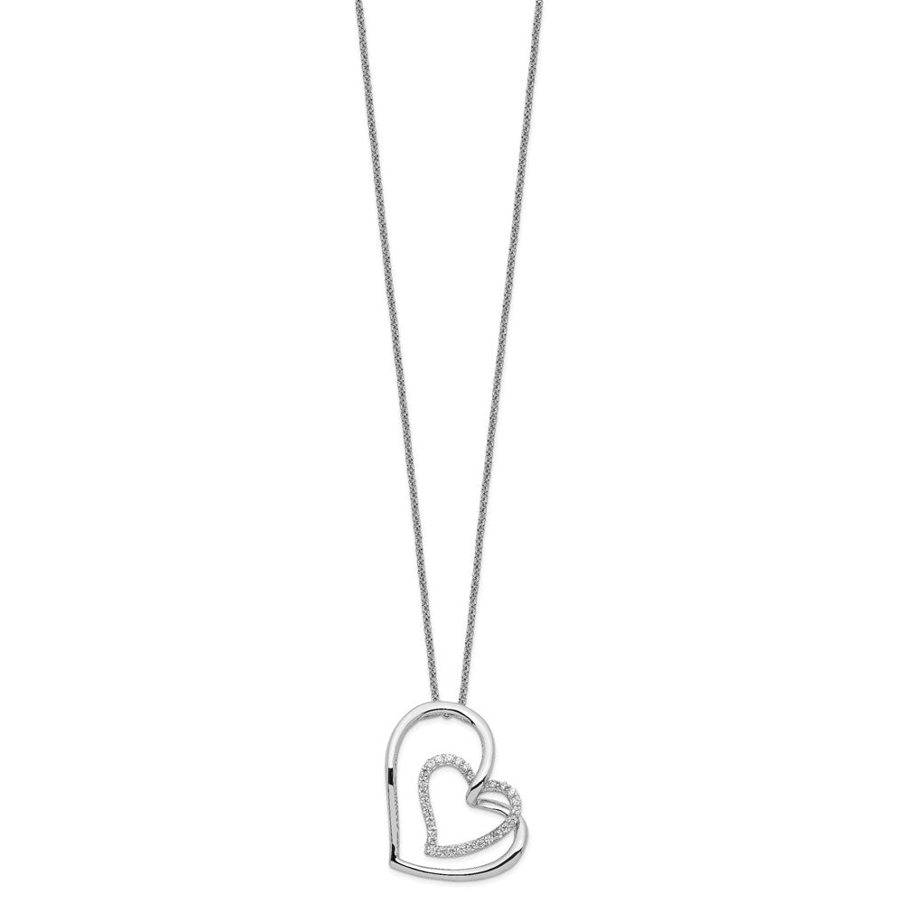 Sentimental Expressions 925 Sterling Silver CZ Thank You Mother Hearts Necklace 18 Inches x 22 mm
