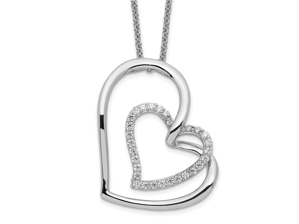 Sentimental Expressions 925 Sterling Silver CZ Thank You Mother Hearts Necklace 18 Inches x 22 mm