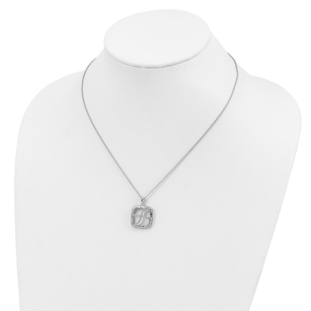 Sentimental Expressions 925 Sterling Silver Antique CZ Sisters By Chance Heart Necklace 18 Inches x 20 mm