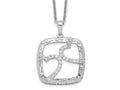 Sentimental Expressions 925 Sterling Silver Antique CZ Sisters By Chance Heart Necklace 18 Inches x 20 mm
