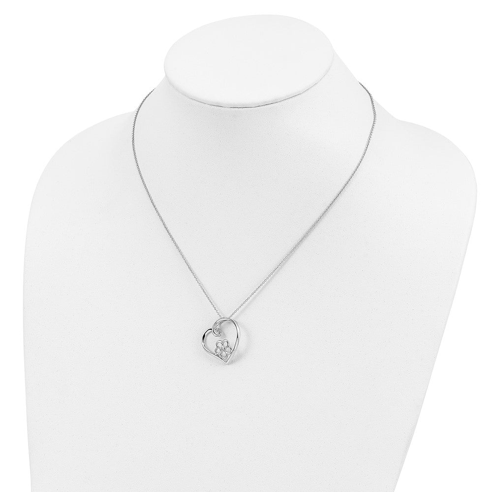 Sentimental Expressions 925 Sterling Silver CZ My Special Niece Flower in Heart Necklace 18 Inches x 22 mm