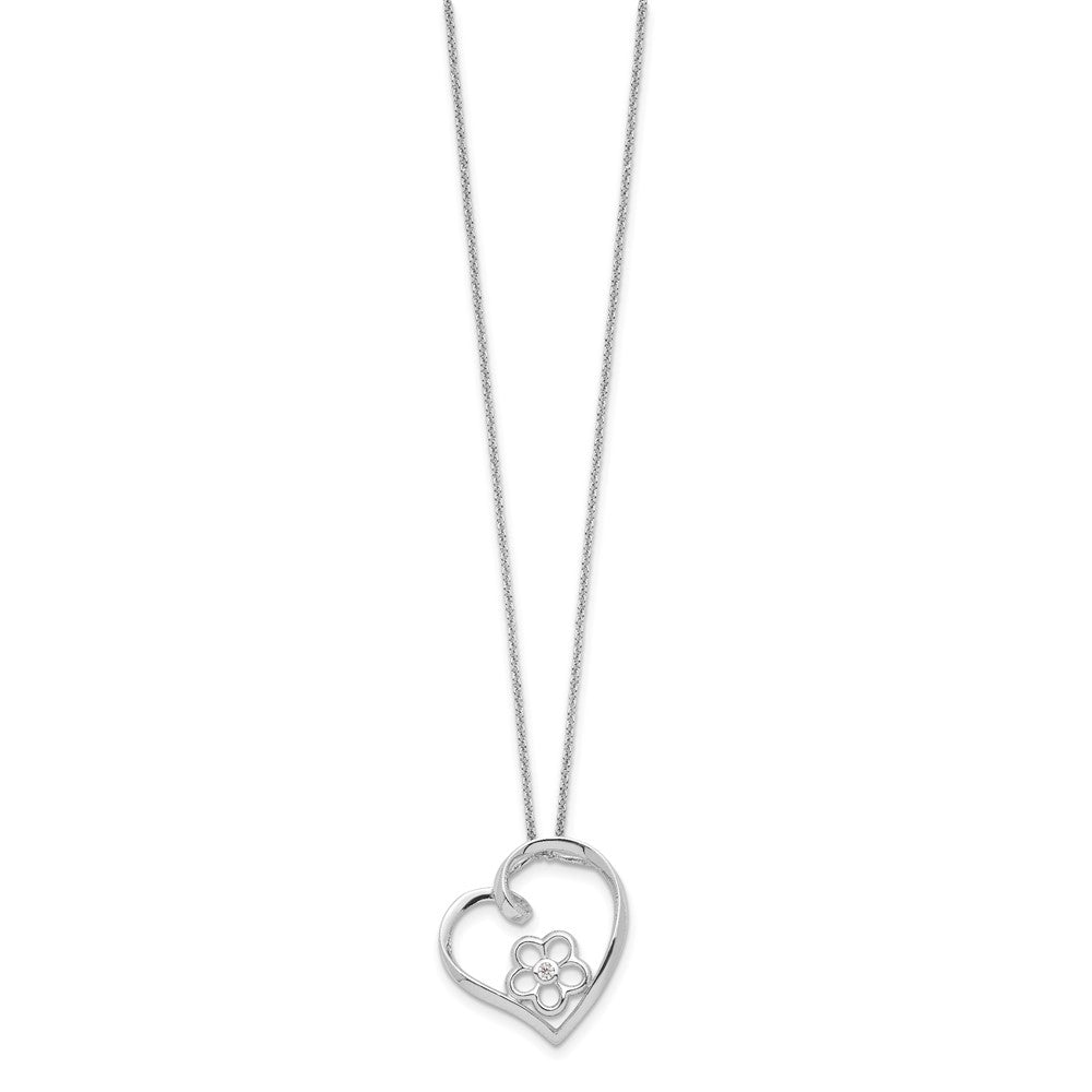 Sentimental Expressions 925 Sterling Silver CZ My Special Niece Flower in Heart Necklace 18 Inches x 22 mm