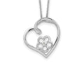 Sentimental Expressions 925 Sterling Silver CZ My Special Niece Flower in Heart Necklace 18 Inches x 22 mm