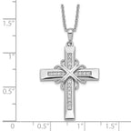 Sentimental Expressions 925 Sterling Silver  CZ Steadfast Love 18in Cross Necklace 18 Inches x 24 mm