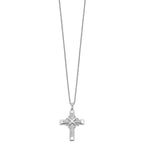 Sentimental Expressions 925 Sterling Silver  CZ Steadfast Love 18in Cross Necklace 18 Inches x 24 mm