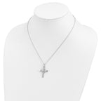 Sentimental Expressions 925 Sterling Silver  CZ Steadfast Love 18in Cross Necklace 18 Inches x 24 mm