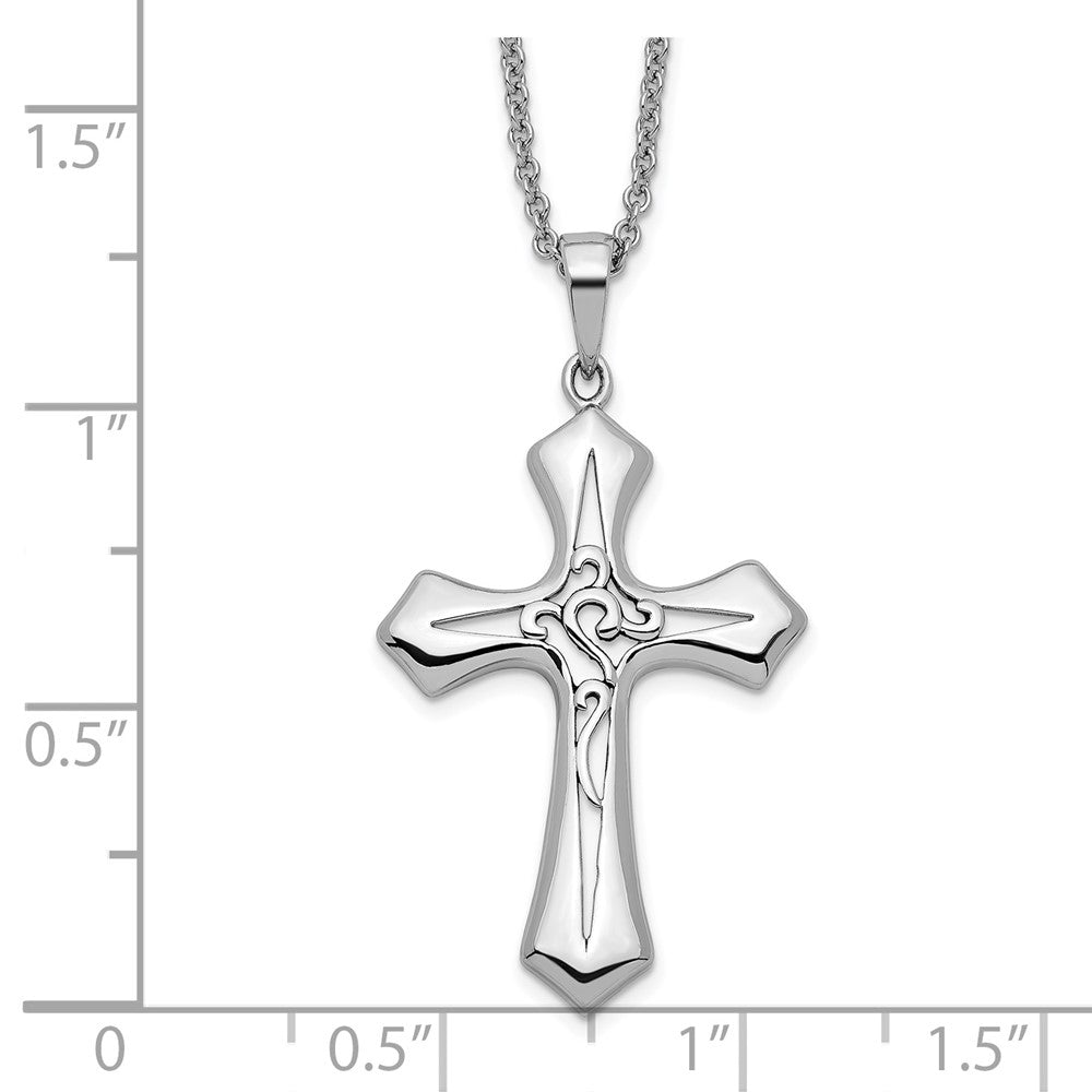 Sentimental Expressions 925 Sterling Silver  Antiqued Abide In Him 18in Cross Necklace 18 Inches x 19 mm
