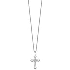 Sentimental Expressions 925 Sterling Silver  Antiqued Abide In Him 18in Cross Necklace 18 Inches x 19 mm