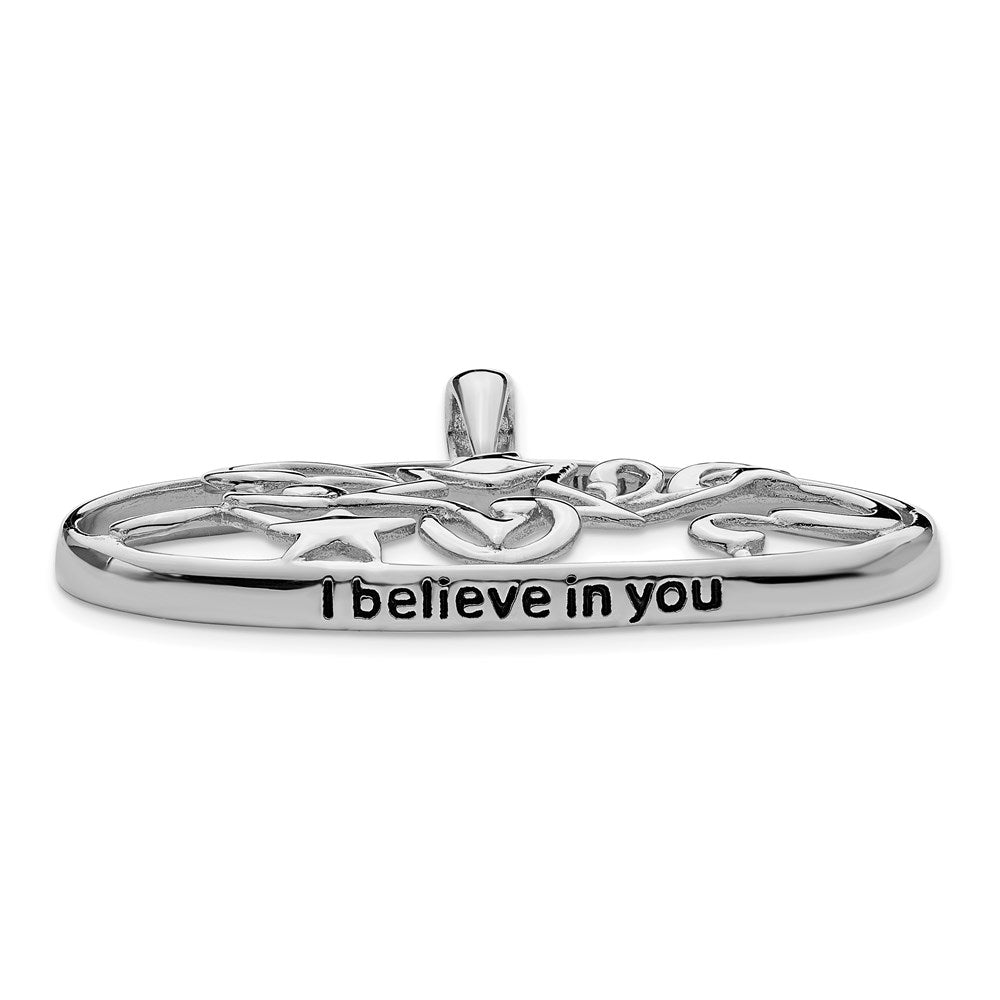 Sentimental Expressions 925 Sterling Silver  Antiqued I Believe In You Star Necklace 18 Inches x 28 mm
