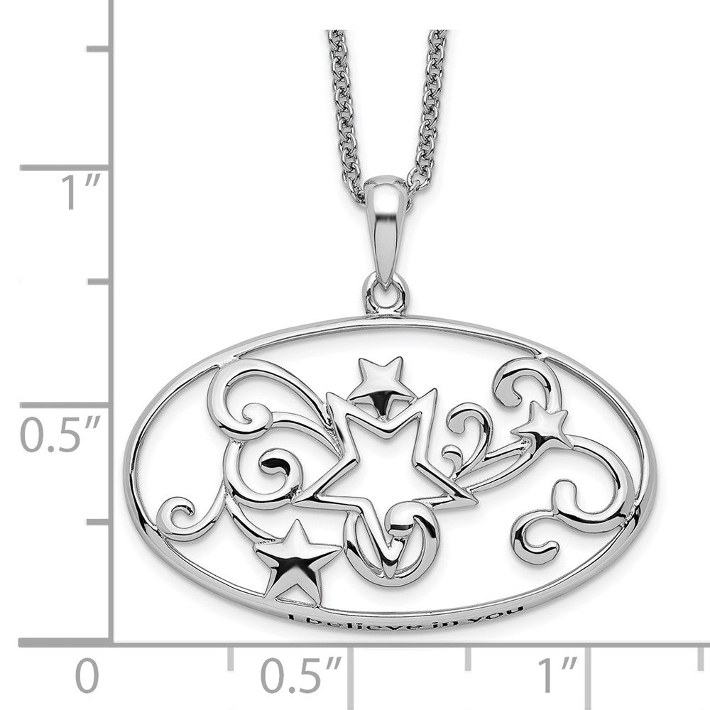 Sentimental Expressions 925 Sterling Silver  Antiqued I Believe In You Star Necklace 18 Inches x 28 mm