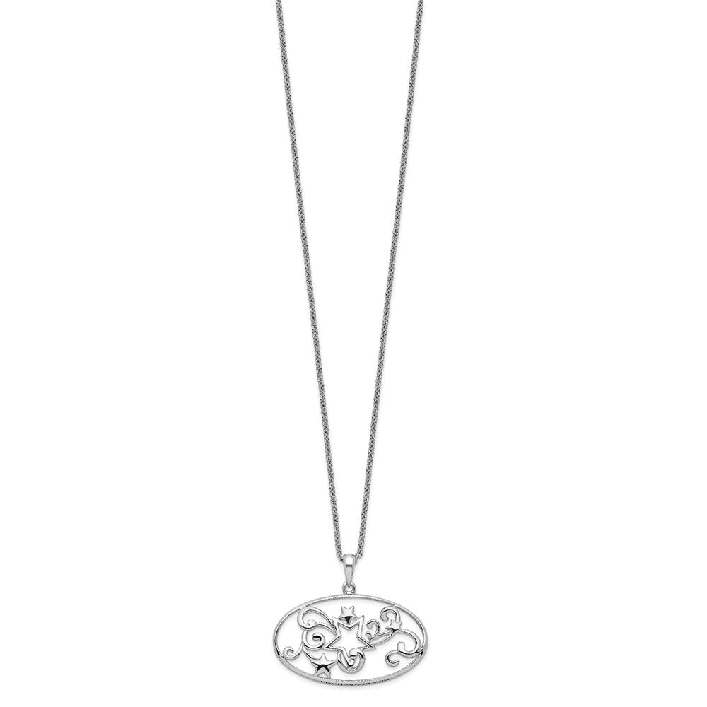 Sentimental Expressions 925 Sterling Silver  Antiqued I Believe In You Star Necklace 18 Inches x 28 mm