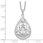 Sentimental Expressions 925 Sterling Silver Fancy  CZ In Loving Memory Necklace 18 Inches x 19 mm