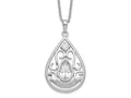 Sentimental Expressions 925 Sterling Silver Fancy  CZ In Loving Memory Necklace 18 Inches x 19 mm