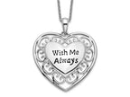 Sentimental Expressions 925 Sterling Silver d Antiqued With Me Always Heart Necklace 18 Inches x 25 mm