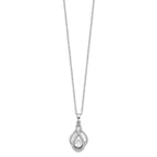 Sentimental Expressions 925 Sterling Silver  CZ Tear Of Strength Ash Holder 18in Necklace 15 mm