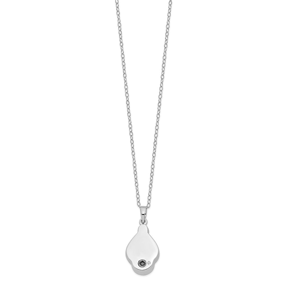 Sentimental Expressions 925 Sterling Silver  CZ Tear Of Strength Ash Holder 18in Necklace 15 mm