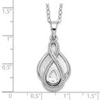 Sentimental Expressions 925 Sterling Silver  CZ Tear Of Strength Ash Holder 18in Necklace 15 mm