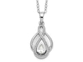 Sentimental Expressions 925 Sterling Silver  CZ Tear Of Strength Ash Holder 18in Necklace 15 mm
