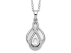 Sentimental Expressions 925 Sterling Silver  CZ Tear Of Strength Ash Holder 18in Necklace 15 mm