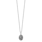 Sentimental Expressions 925 Sterling Silver  CZ Antiqued Flower Ash Holder 18in Necklace 13 mm
