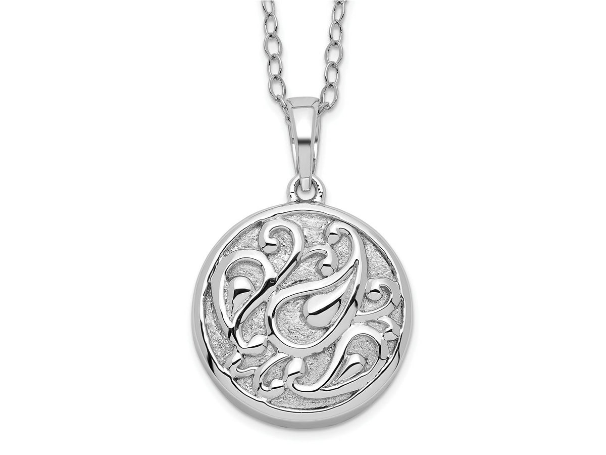Sentimental Expressions 925 Sterling Silver Necklace with Pendant  Tear in Circle Ash Holder 18in Necklace 19 mm