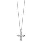Sentimental Expressions 925 Sterling Silver Rhodium Plated Antiqued Cross Ash Holder 18in Necklace 23 mm