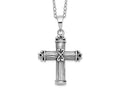 Sentimental Expressions 925 Sterling Silver Rhodium Plated Antiqued Cross Ash Holder 18in Necklace 23 mm